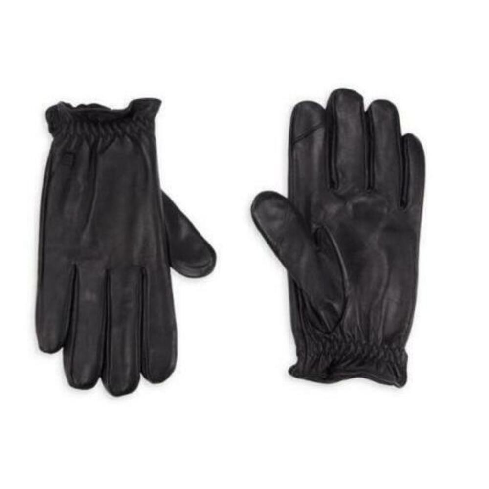 Calvin Klein Men's Black Leather Gloves Black Medium M